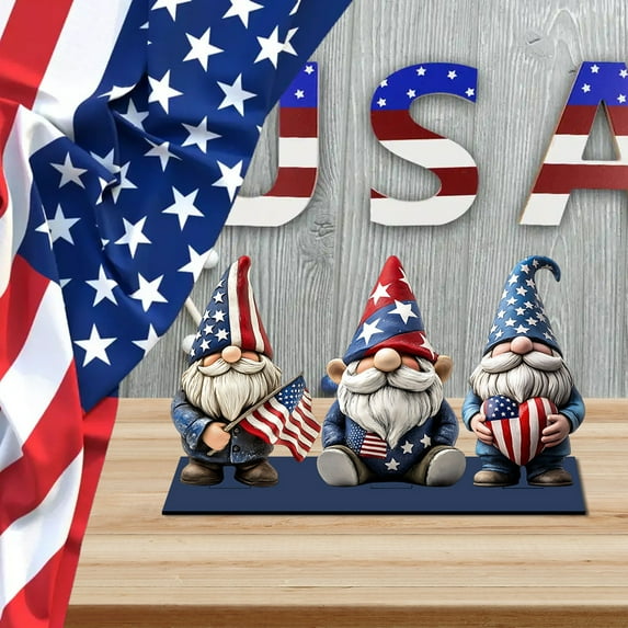 HongHeng Patriotic Table Decoration 4th of July Wooden Table Centerpiece Independence Day Letter Sign Home of Free God Bless America Table Decoration for Patriotic Party Memorial Day