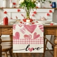 thumbnail image 1 of HongHeng Pink Buffalo Plaid Love Hearts Valentine's Day Table Runner, Anniversary Kitchen Dining Table Decoration for Home Party Decor, 1 of 6