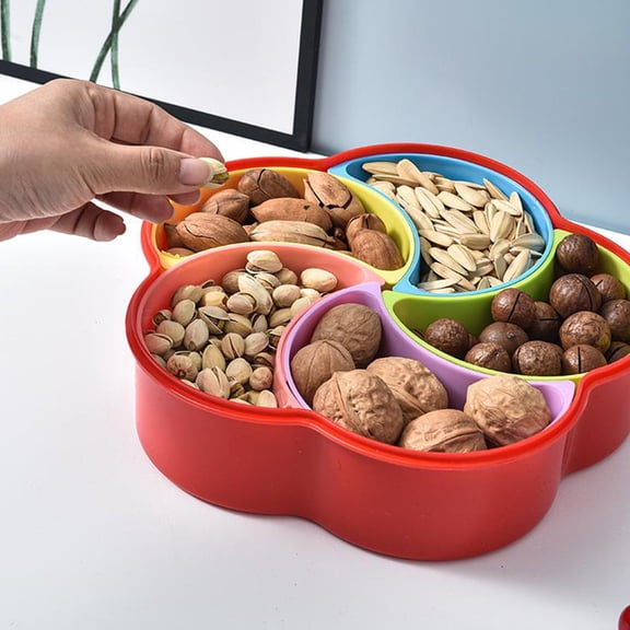 HongHeng Plastic Decorative Serving Trays Food Container with Lid and Removable Cup Appetizer Plates for Holiday Party and Kitchen