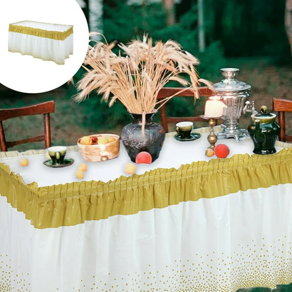 HongHeng Plastic Table Skirts and Polka Dot Tablecloths Confetti Table Cover 167 x 28 Inch Disposable Table Skirts for Wedding Birthday Party Decoration Supplies