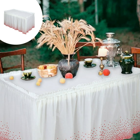 HongHeng Plastic Table Skirts and Polka Dot Tablecloths Confetti Table Cover 167 x 28 Inch Disposable Table Skirts for Wedding Birthday Party Decoration Supplies