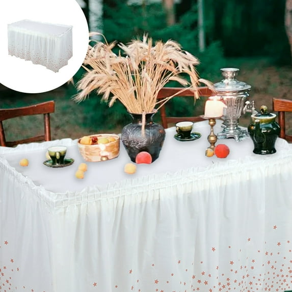 HongHeng Plastic Table Skirts and Polka Dot Tablecloths Confetti Table Cover 167 x 28 Inch Disposable Table Skirts for Wedding Birthday Party Decoration Supplies