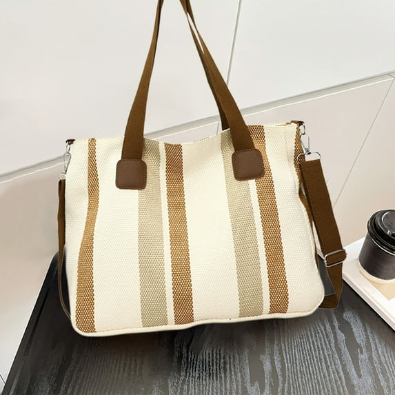 HongHeng Polyester Handbag Multi-Color Striped Lattice Cross Body Shoulder Purse Bag Tote-Handbag for Women