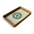 thumbnail image 1 of HongHeng Rectangle Rattan Tray, Rattan Serving Tray with Handle for Coffee, Bread, Fruits, Snacks, Decorative Wicker Tray for Table Decor 12"×8", 1 of 5