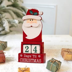 HongHeng Santa Claus Christmas Countdown Calendar Wooden Countdown Blocks,Christmas Desk Decoration Advent Calendar Countdown to Christmas,Cute,Small,Christmas Decorations Indoor