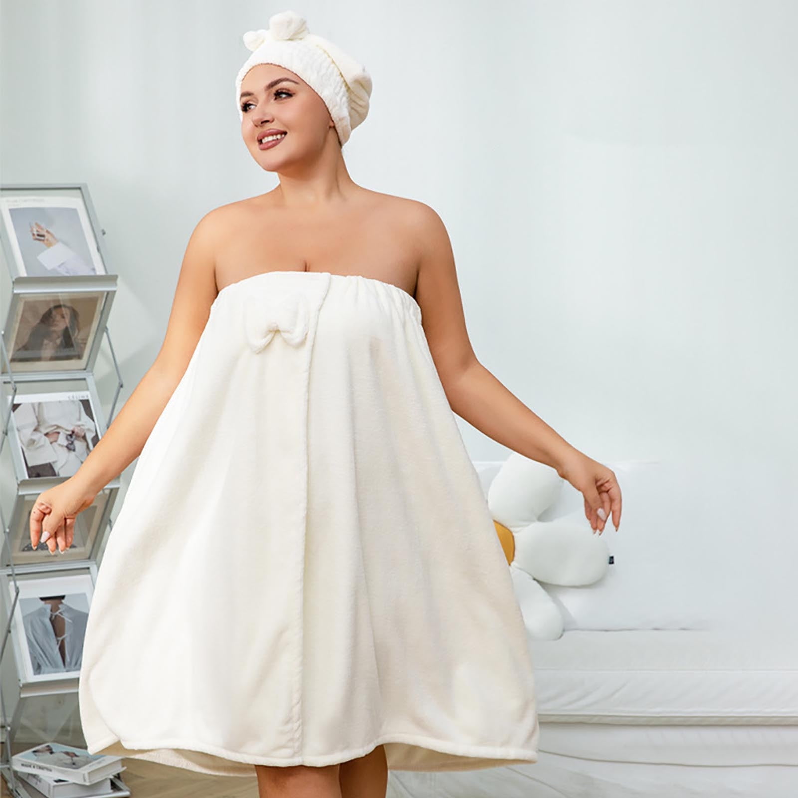 HongHeng Set of 2 Womens Wrap Towel with Hair Towel Bath Towel Wrap Shower Dress Towel Spa Wraps for Women's Bathrobe