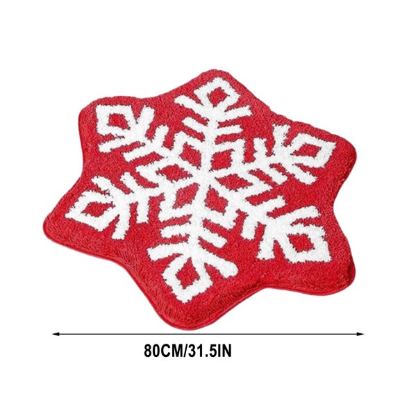 HongHeng Snowflake Rug Snowflake Bath Mat Winter Christmas Bathroom Decor Welcome Mat Non Slip Christmas Bathroom Rug Washable Bathtub Tub Doormat Xmas Bath