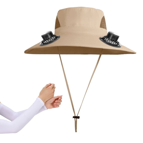 HongHeng Solar Fan Hat, Solar USB Charging Fisherman Hat with Built-in Fan Summer Cooling Hat Strong Wind Fan Sun Protection Breathable Design Adjustable Fit for Adults