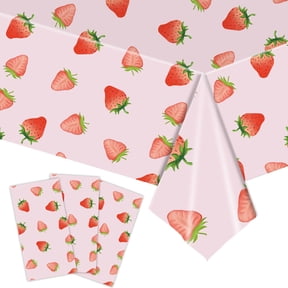 HongHeng Strawberry Party Tableware, Strawberry Birthday Party Decoration, Summer Fruit Party Supplies 1Pc Tablecloth Great for Birthday Summer Fruit Party 1st Party