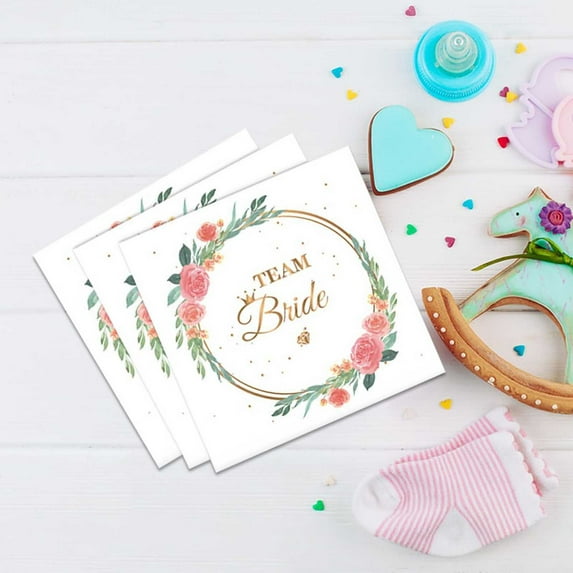 HongHeng Team Bridal Shower Party Supplies Serve 20 Guests Floral Napkins Disposable Paper Dinnerware Sets for Rose Bachelorette Engagement Tea Party Favors Decorations