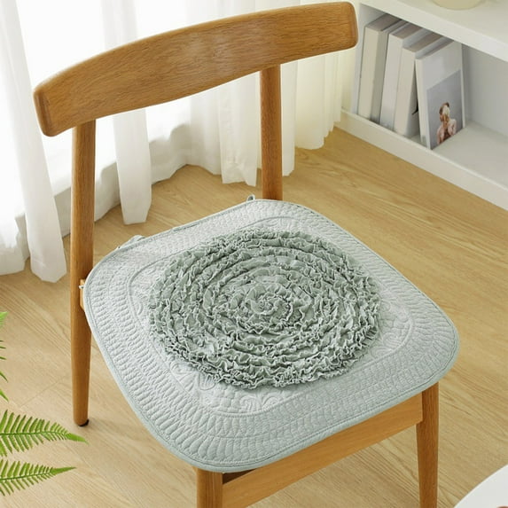 HongHeng Thin Cotton Chair Cushions for Dining Chair Seat Pads Non-Slip Square Shape Kitchen Chair Seat Mat with Ties