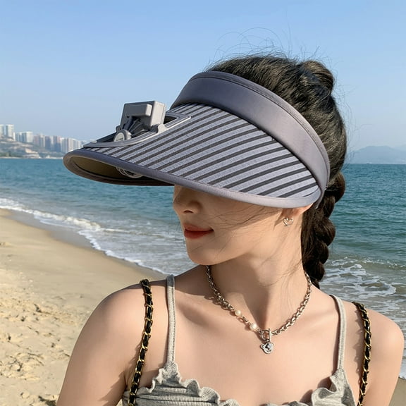HongHeng USB Rechargeable Fan Sun Hat Wide Eaves Summer Hat Breathable Sun Hat Suitable for Gardening Outdoor Sports Running