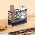 thumbnail image 1 of HongHeng Utensil Holder, Utensil Drying Rack with Plastic Automatic Drain Tray for Kitchen Counter, Compact Cutlery Drainer Basket for Spoons, forks, Knifes, Chopsticks Organizer, 1 of 6