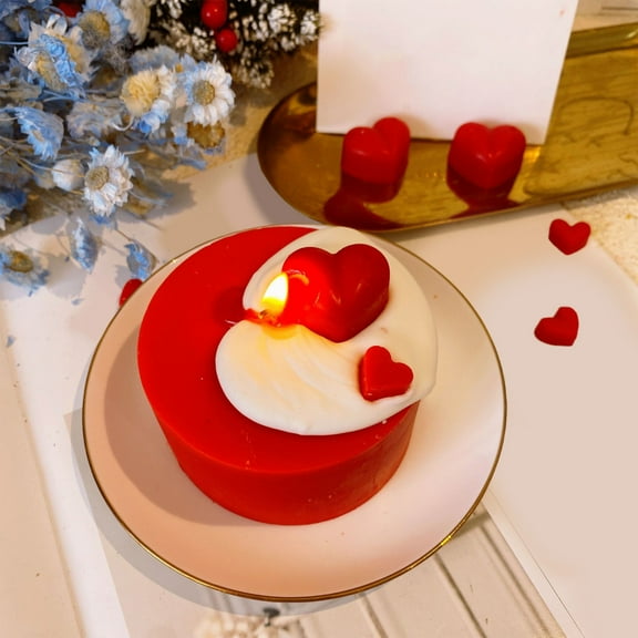 HongHeng Valentine's Day Red Cake Aromatherapy Candles Warm Heart Birthday Gift Holiday Gift Girlfriend Peach Heart Romantic Gift