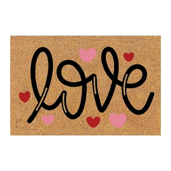 HongHeng Valentine's Day Welcome Doormat - Non Slip Dirt Trapping Home Door Mat - Low Profile Front Doormat - Love Heart Durable Easy Clean Patio Entrance Door Mat - 15 x 23 inches
