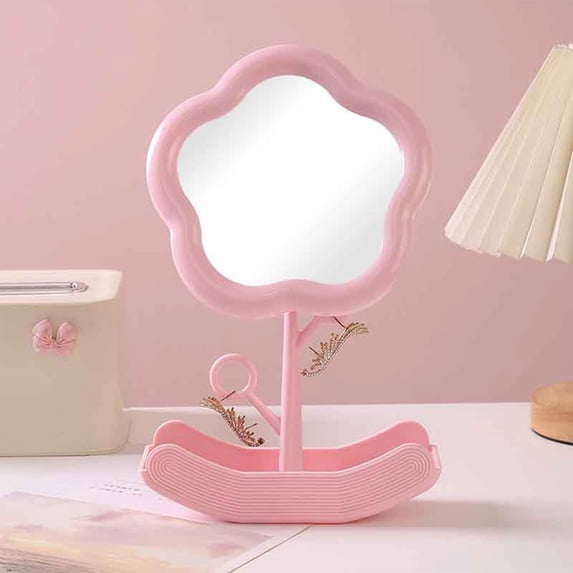 HongHeng Vanity Mirror - Versatile Makeup and Mini Desk Mirror with Standing Flower Design, Perfect for Bedroom and Small Bathroom Spaces