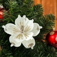 thumbnail image 1 of HongHeng Velvet Christmas Poinsettia Artificial Magnolia Flower Ornaments Floral Picks Stems for Christmas Tree Decorations 1Pc for Xmas Tree Wedding Centerpiece, 1 of 6