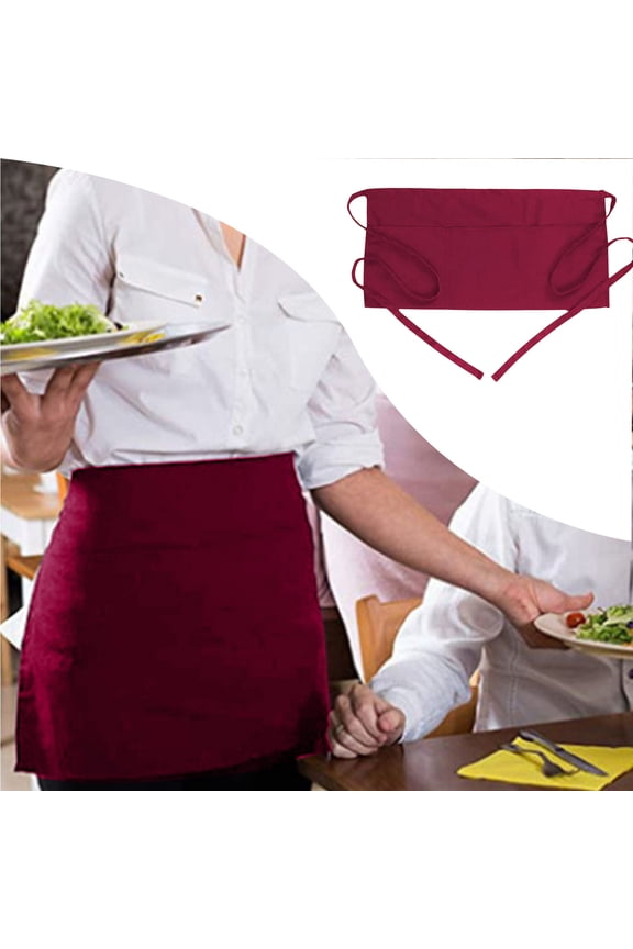 Waist Apron with Pockets - Waitress Waiter Server Short Aprons