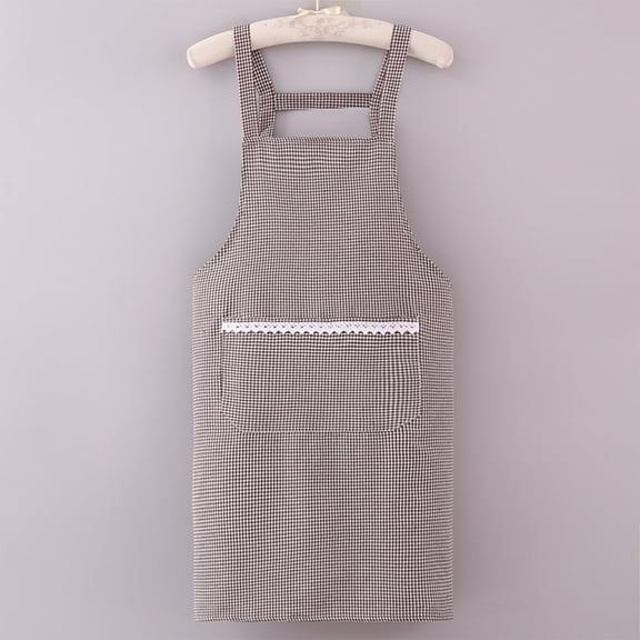 HongHeng Women Vintage Apron, Gingham Cotton Apron for Restaurant Cafe Shop, Home Kitchen Chef Bib