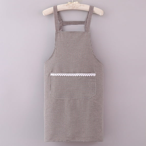 HongHeng Women Vintage Apron, Gingham Cotton Apron for Restaurant Cafe Shop, Home Kitchen Chef Bib