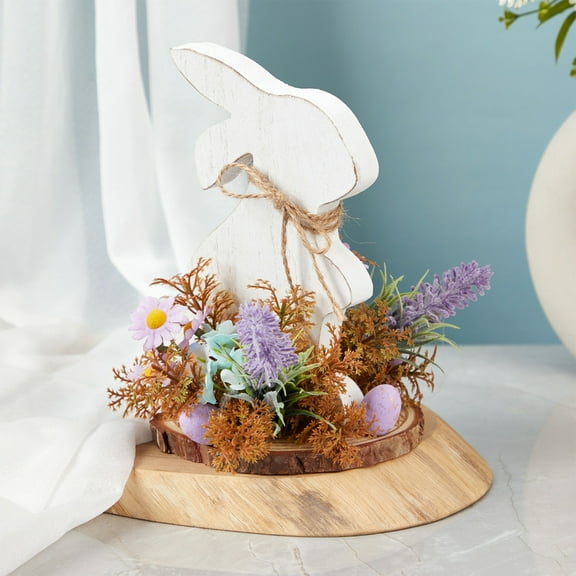 chaungfeng 1 Pcs Wooden Bunny Easter Decor, 5.9 Inch Cute Rabbit Table ...
