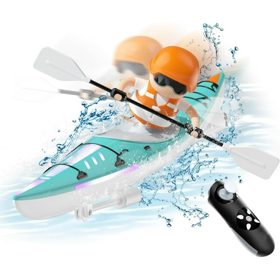 HongKeJi RC Boat for Kids, 2.4 Ghz Remote Control Boat Toys with LED Light, RC Kayak for Lake, Pool and Bathtub, Gift for Boys Girls (Blue)