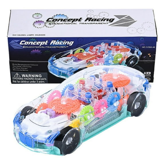 HongKeJi Toys Car for 1+ Year Old Boys Girls, Transparent Gear Toys Cars with Cool Light & Sound Effect, Great Christmas Birthday Gift for Kids