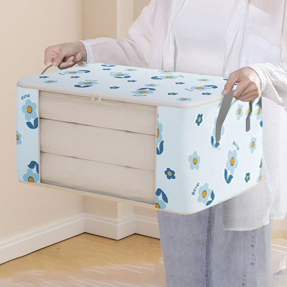 HongMinWen Clothes Storage Bag Storage Bags, Large Blanket Clothes Organization And Storage Containers For Bedding Foldable Organizer With Reinforced Handle