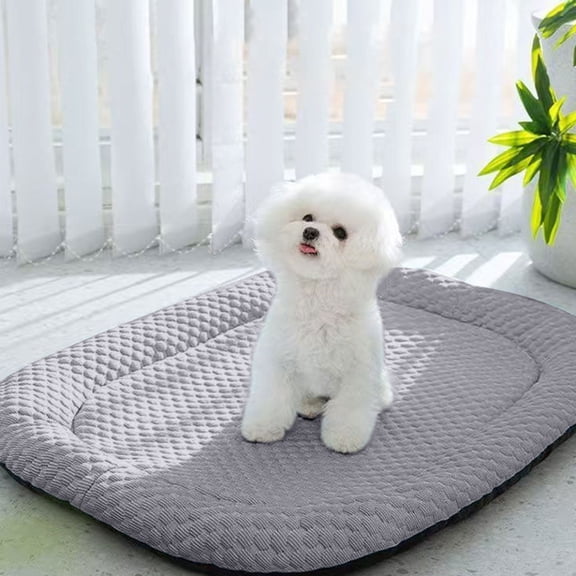 HongMinWen Cooling Pet Bed Mat, 4-Layer Breathable Ice Pad with Cloud Cotton Neck Support, Blue, Washable, Multiple Sizes for Dogs & Cats
