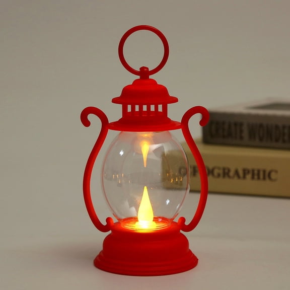 HongMinWen Mini Lantern Decorative with Flickering LED Candle, 6Inch Small Western Lantern for Table Centerpiece, Vintage Hanging Candle Holders for Halloween Camping Party Decor