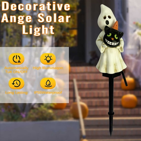 HongMinWen Outdoor Solar Pumpkin Pathway Lights for Pathway Yard Party Decor, Metal - Halloween Decorative Light