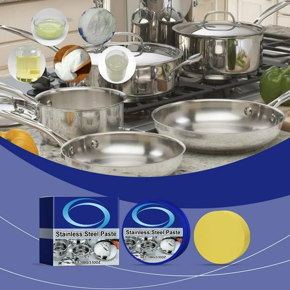 HongMinWen Stainless Steel Cleaning Paste - Removes Rust, Grease & Burnt Stains, Easy To Use For Pots, Stoves & Daily Care(3PCS)