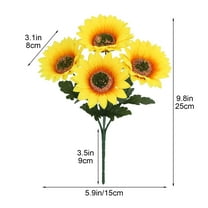 HongMinWen Sunflowers Artificial Flowers with Stems, Fake Silk Yellow Sunflower for Summer Flower Arrangement Wedding Home Kitchen Party Decor