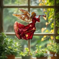 HongMinWen Whimsical Trumpet Angel Acrylic Suncatcher Indoor Colorful Window Hanging Ornament Outdoor Sun Catcher Panel for Home Decor Car Garden Gift for Fairy Tale Fans