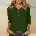 thumbnail image 1 of HongQid 3/4 Sleeve Tops for Women V Neck with Button Cute Basics Tees Casual Fashion Summer T Shirts Business Work Tee Top, 1 of 8