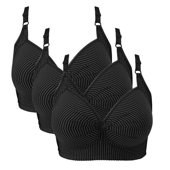 HongQid 3pcs Everyday Bra for Women Full Coverage Compression Bra No Underwire Unlined Bras Gathered Together Large Size Bra