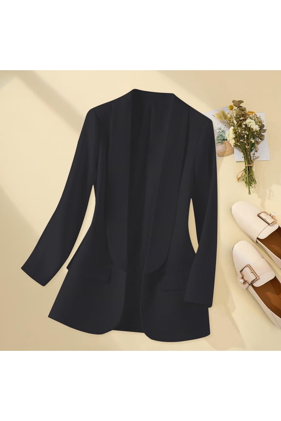 Blazer Jacket Long Sleeve Shawl Collar Open Front Formal Blazers Suit Inner Pocket for Women