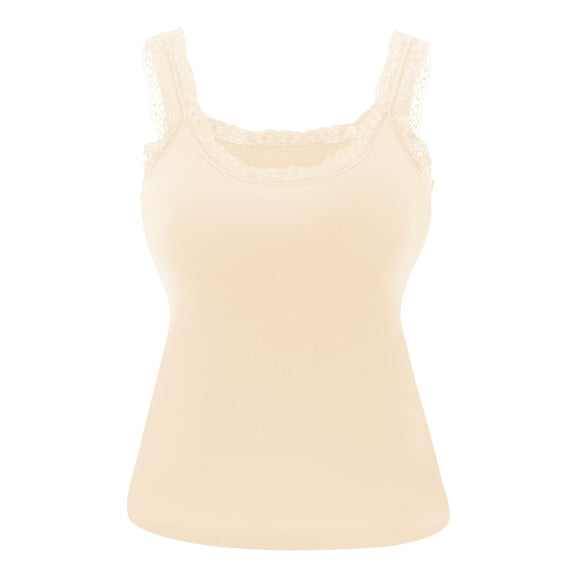 HongQid Camisole Tank Tops for Women with Chest Padded, Soft Stretch Ribbed Cotton Cami Sleeveless Tank Undershirt Tops