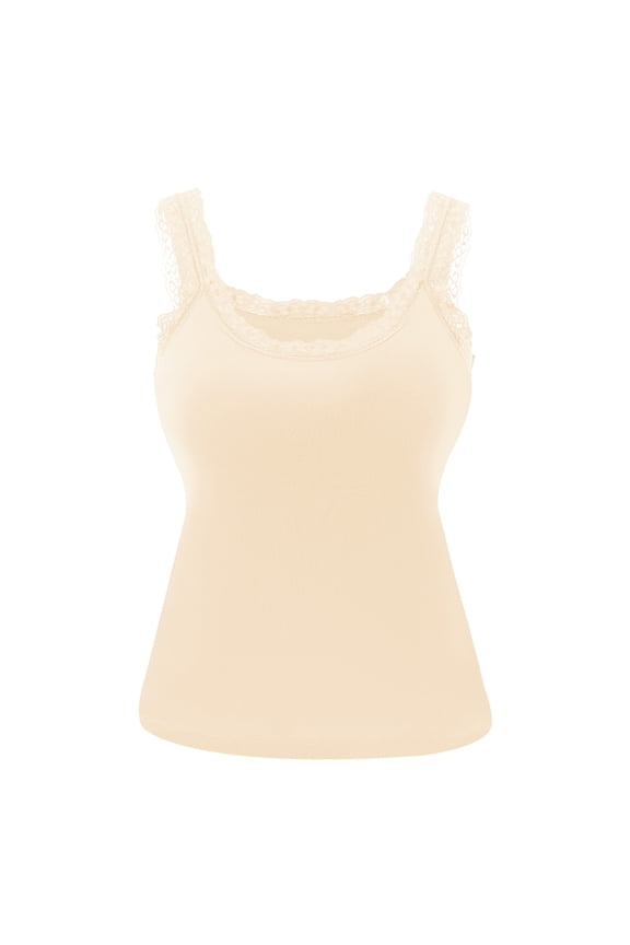 Camisole Tank Tops for Women with Chest Padded, Soft Stretch Ribbed Cotton Cami Sleeveless Tank Undershirt Tops