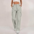 thumbnail image 1 of HongQid Cargo Pants for Women High Waisted Women's Casual Cotton Pants Baggy Casual Pants with 6 Pockets and Elastic Waist,Gray, 1 of 9