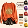 thumbnail image 1 of HongQid Crew Neck Sweatshirts Women Graphic Fall Pumpkin Thanksgiving Pullover Tops Oversized Winter Autumn Season Shirts Sequin Halloween Funny Cute Long Sleeve Tops, 1 of 7