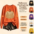 thumbnail image 1 of HongQid Crew Neck Sweatshirts Women Graphic Fall Pumpkin Thanksgiving Pullover Tops Oversized Winter Autumn Season Shirts Sequin Halloween Funny Cute Long Sleeve Tops, 1 of 7