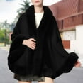 thumbnail image 1 of HongQid Elegant Faux Fox Fur Collar Knitted Cardigan Shawl Bride Wedding Party Shawl Cloak Coat, 1 of 4