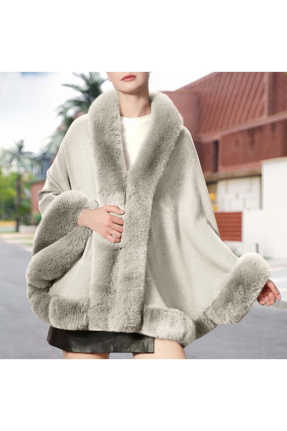 Elegant Faux Fox Fur Collar Knitted Cardigan Shawl Bride Wedding Party Shawl Cloak Coat