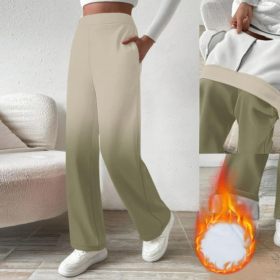 HongQid Fleece Lined Flare Leggings for Women Cute Print High Waisted Yoga Pants Warm Elastic Waist Bootcut Legging