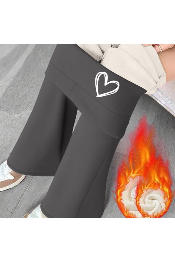 Fleece Lined Yoga Pants Women's High Waist Bootcut Basic Side Pockets Tummy Control Fitness Flared Leggings Winter Warm Pants