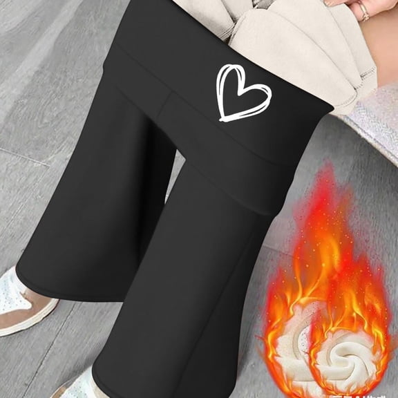 HongQid Fleece Lined Yoga Pants Women's High Waist Bootcut Basic Side Pockets Tummy Control Fitness Flared Leggings Winter Warm Pants