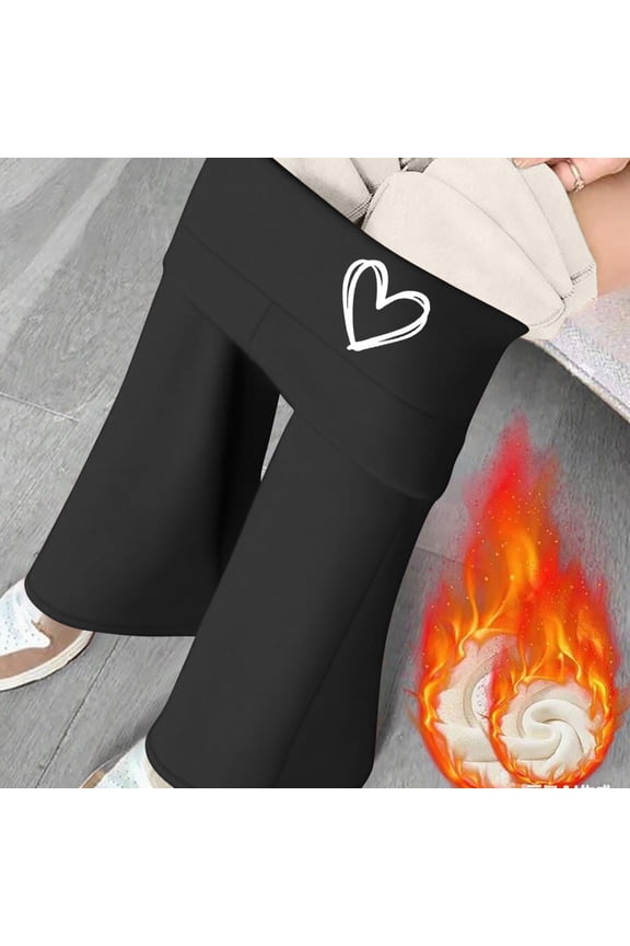 Fleece Lined Yoga Pants Women's High Waist Bootcut Basic Side Pockets Tummy Control Fitness Flared Leggings Winter Warm Pants