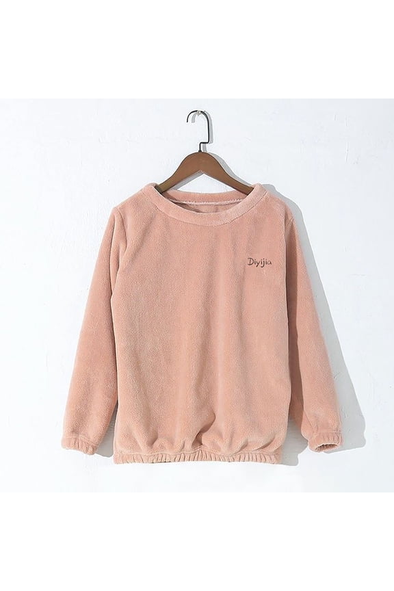 Fluffy Pajamas Tops for Women Soft Comfy Fleece Pjs Pullover Pants Loose Plush Sleepwear Fuzzy for Winter