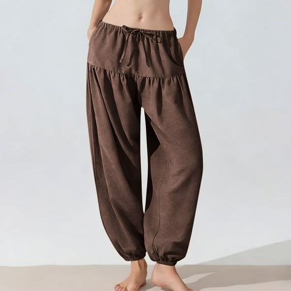 HongQid Harem Pants Women Yoga Boho Flowy Trouser Hippie Clothes with Pockets